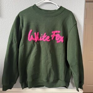 Green Sweatshirt with Pink Logo Whitefox